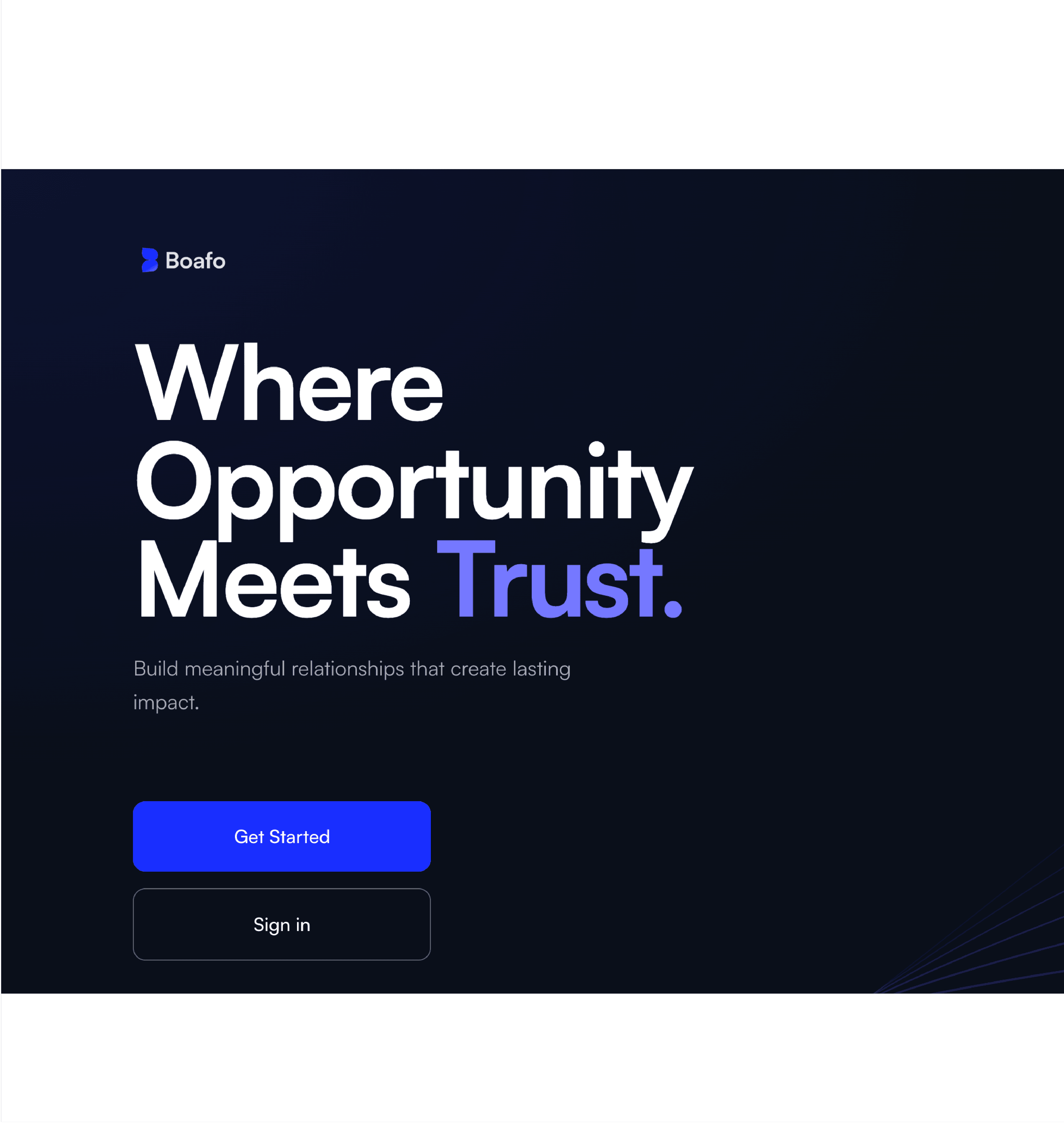 Boafo product interface screenshot.