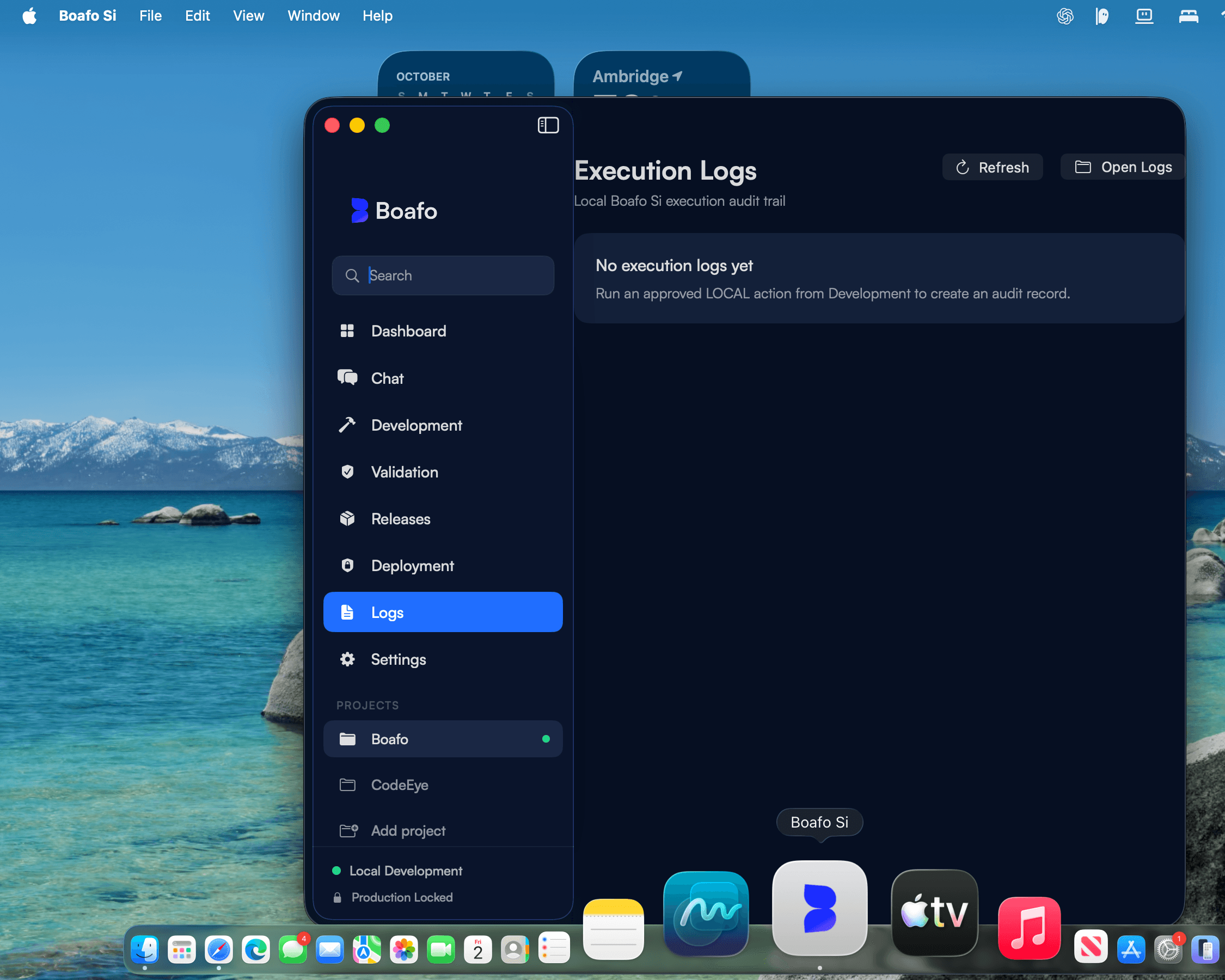 Boafo Si native application running in the macOS desktop environment.